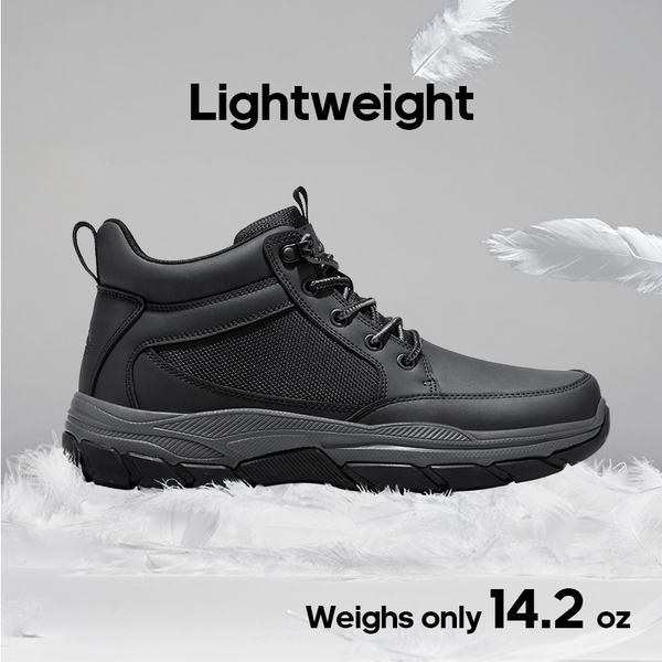 Men's Lightweight Vegan Leather Hiking Boots - BLACK - 1